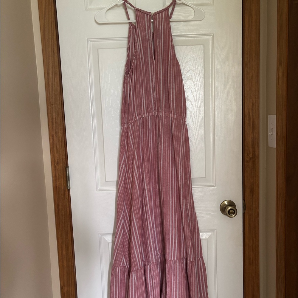 Old Navy Striped Pink Halter Maxi Dress